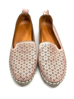 Kunitz Blush Pink Perforated Leather Trainers | 38